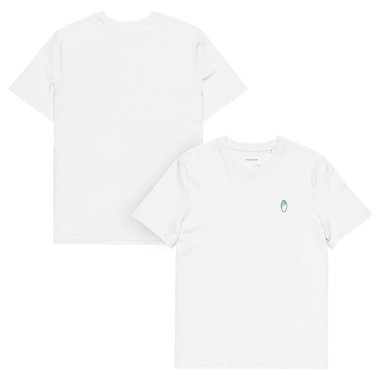 T-shirt Antwerpen - Uniseks - Bio Katoen - Antwerpse Hand (groen) - Wit