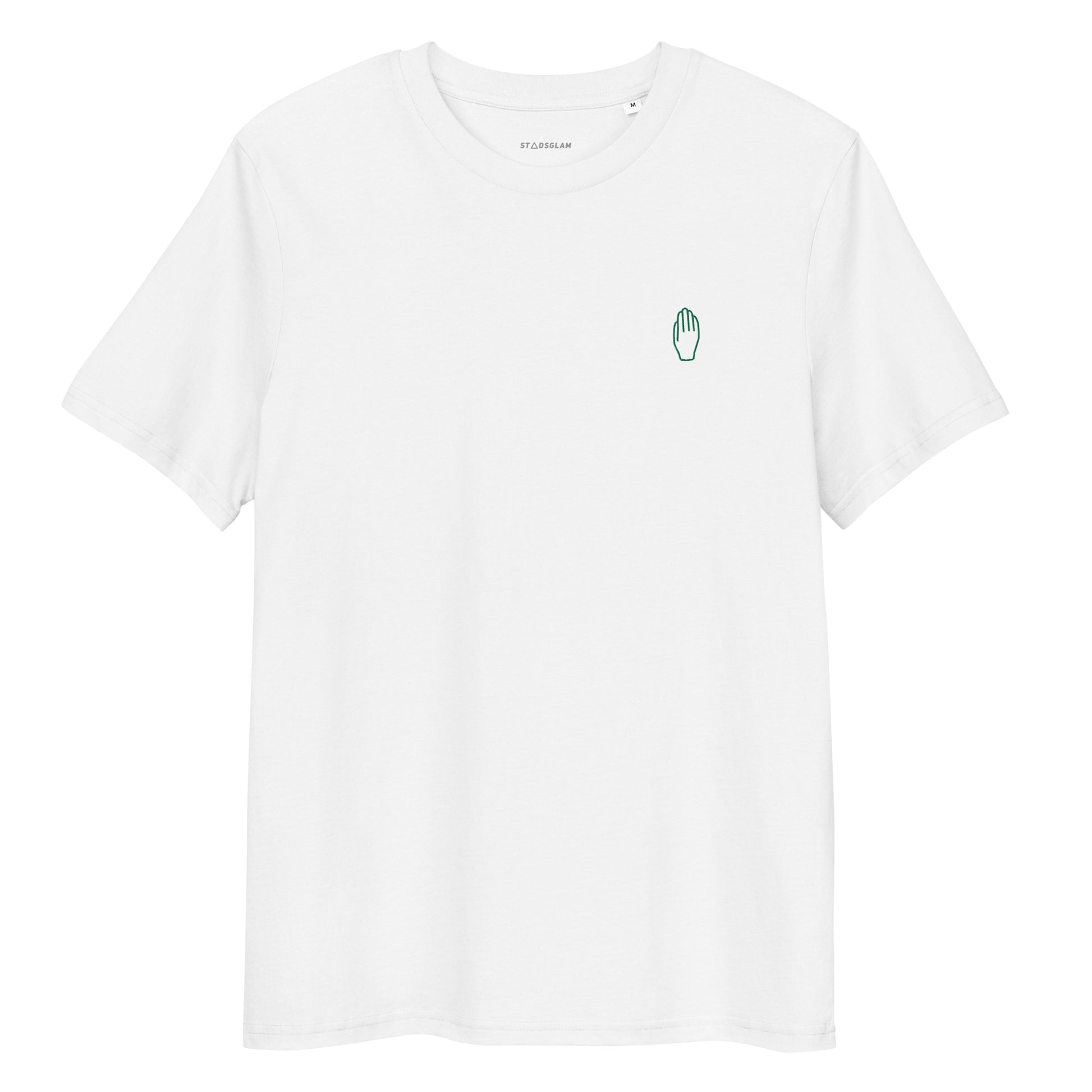 T-shirt Antwerpen - Uniseks - Bio Katoen - Antwerpse Hand (groen) - Wit