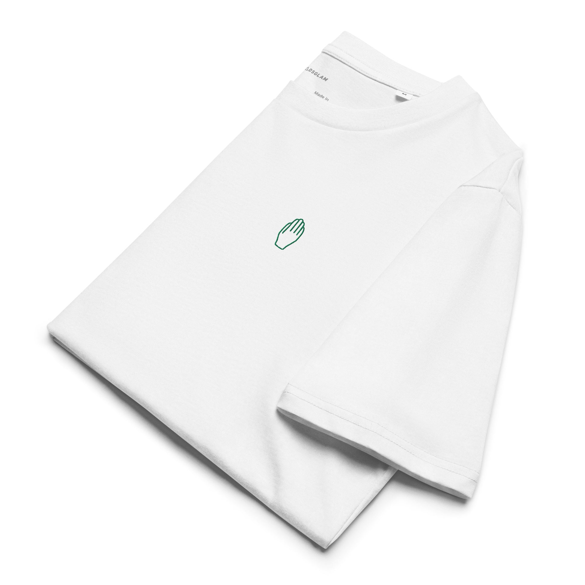 T-shirt Antwerpen - Uniseks - Bio Katoen - Antwerpse Hand (groen) - Wit